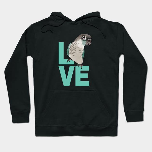 Cute Parrot LOVE - Blue Cheek Conure for Bird Lovers Hoodie by cottoncanvas